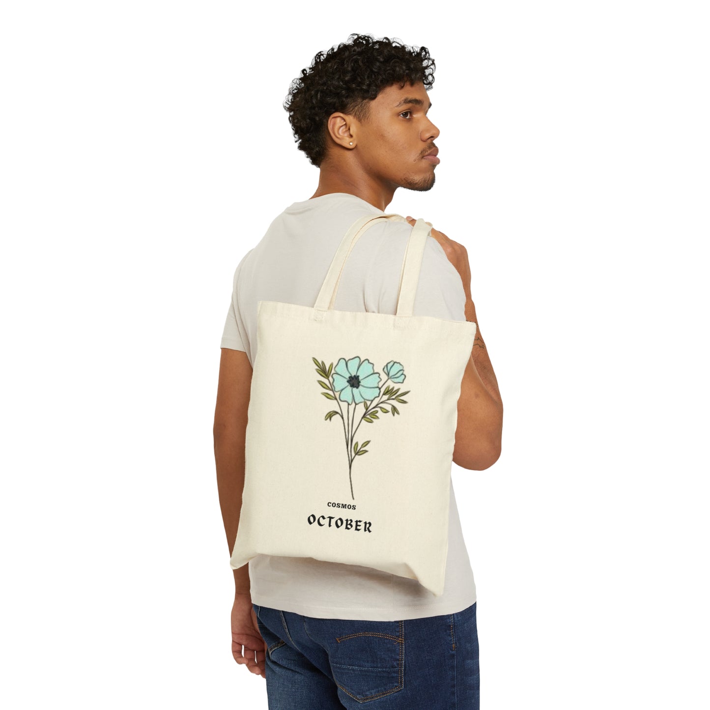 OCTOBER BIRTH MONTH FLOWER TOTE BAG GIFT (COSMOS)