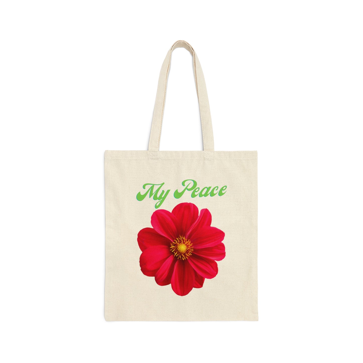 Red Flower Design Cotton Canvas Tote Bag