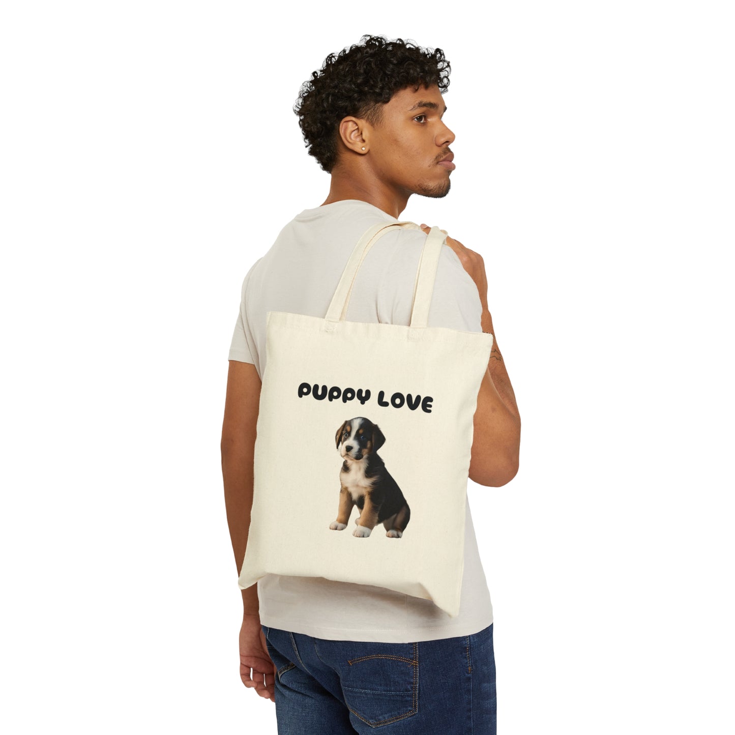 Puppy Picture Design Cotton Canvas Tote Bag