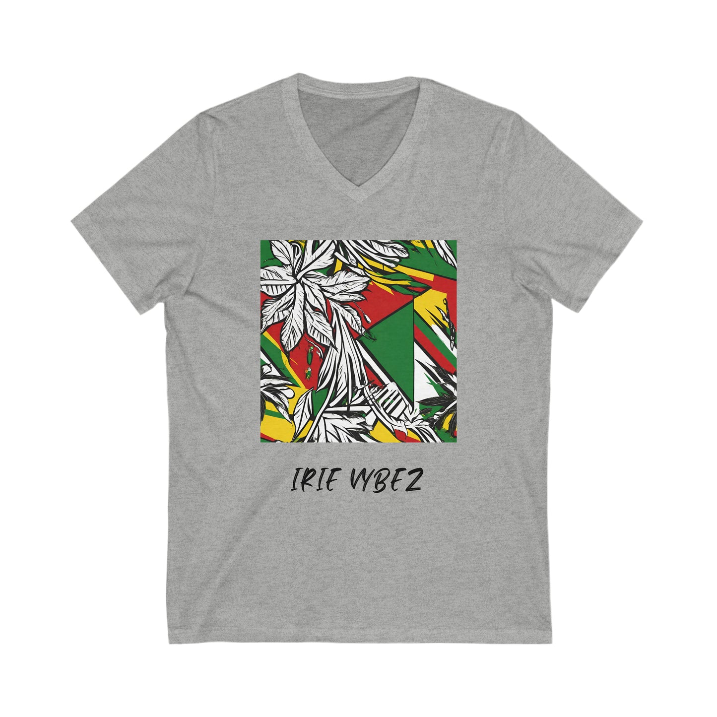 IRIE VYBEZ  GRAPHIC ROOTS DESIGN  V NECK TEE SHIRT
