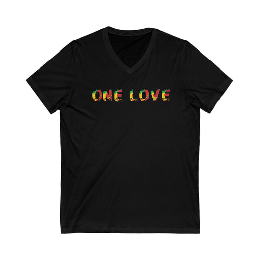 ONE LOVE ROOTS COLOR STATEMENT V NECK TEE SHIRT GIFT