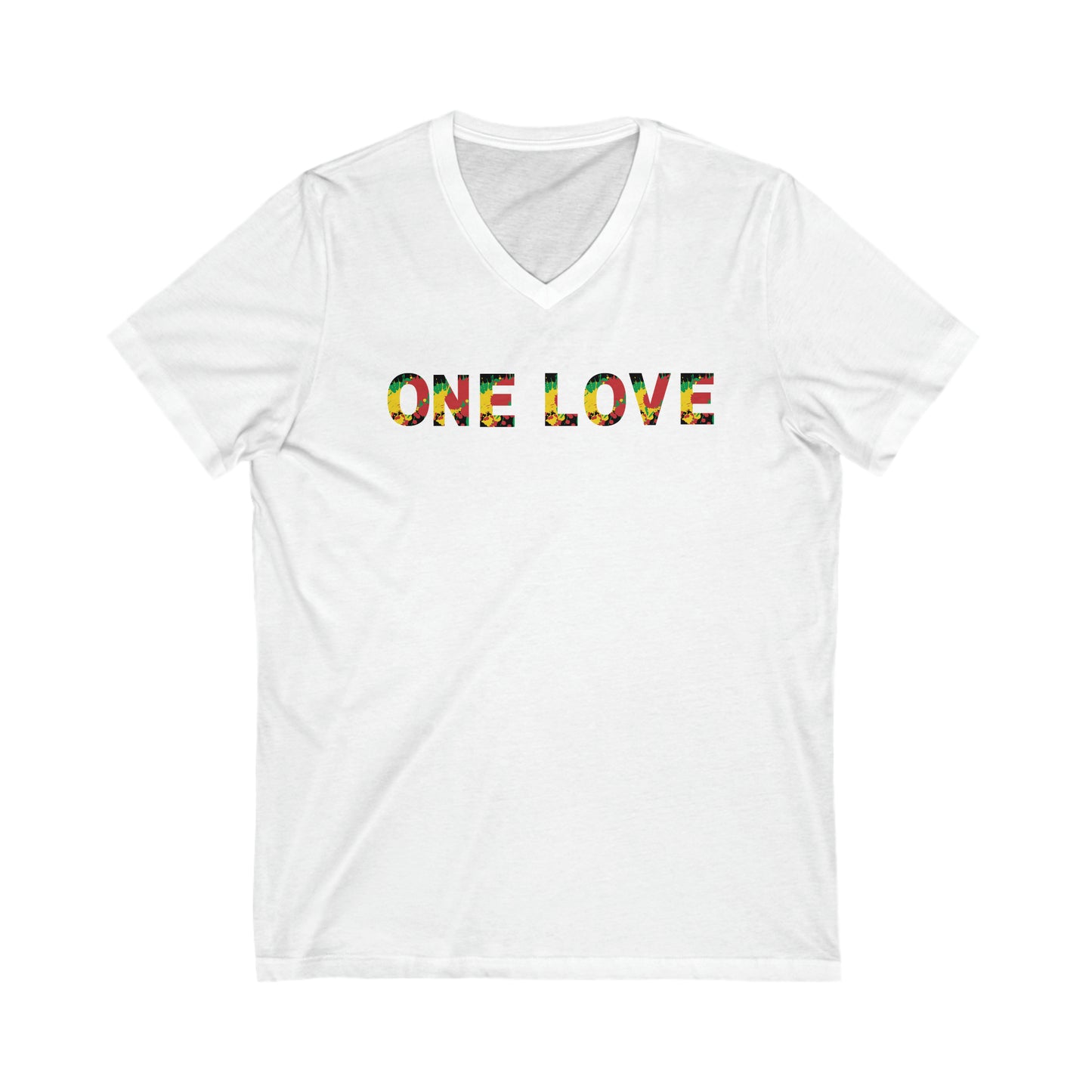 ONE LOVE ROOTS COLOR STATEMENT V NECK TEE SHIRT GIFT
