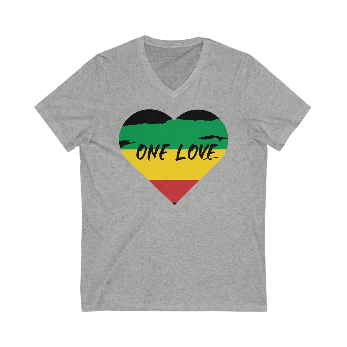 ONE LOVE HEART ROOTS V NECK TEE SHIRT
