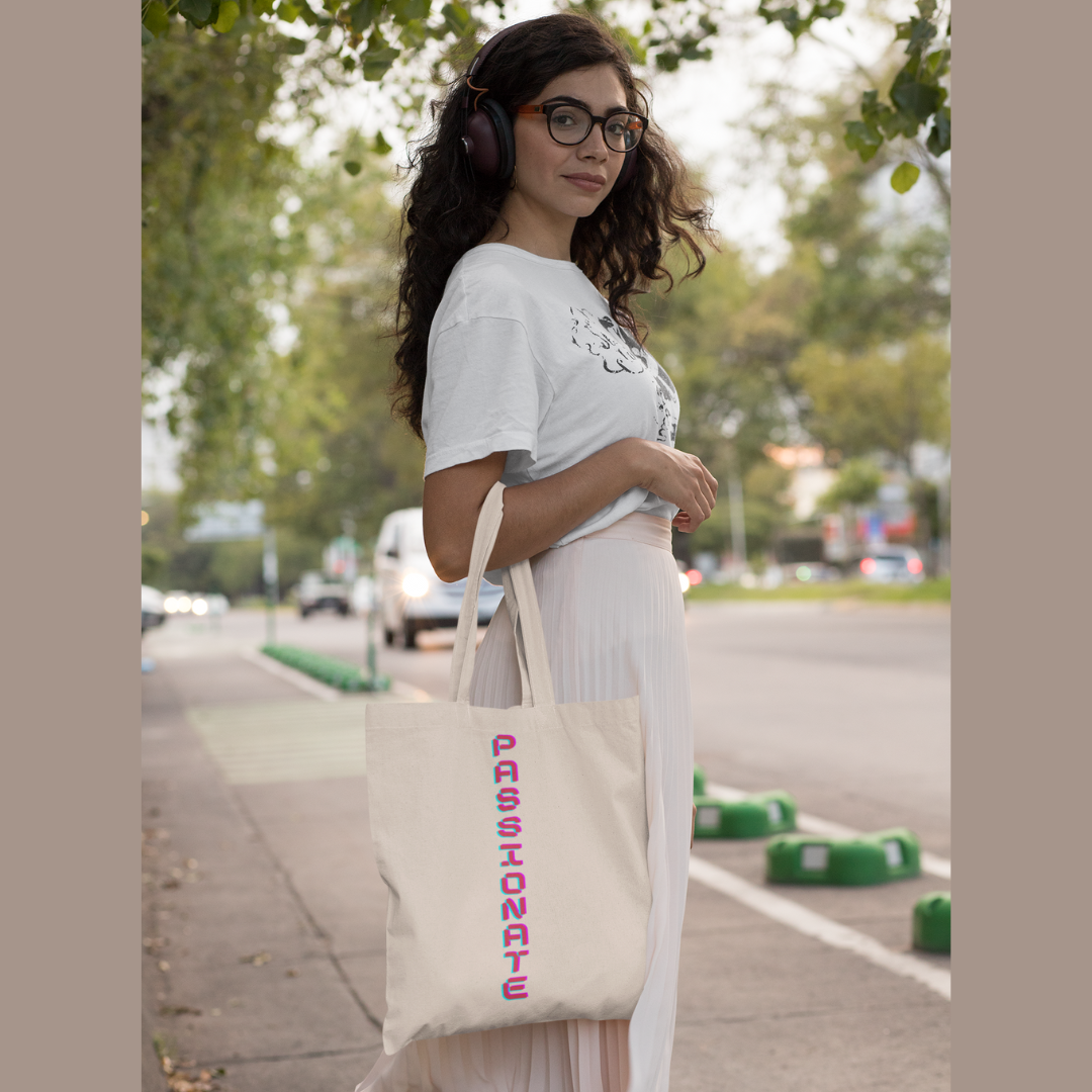 TOTE BAG GIFT WITH WORD PASSIONATE