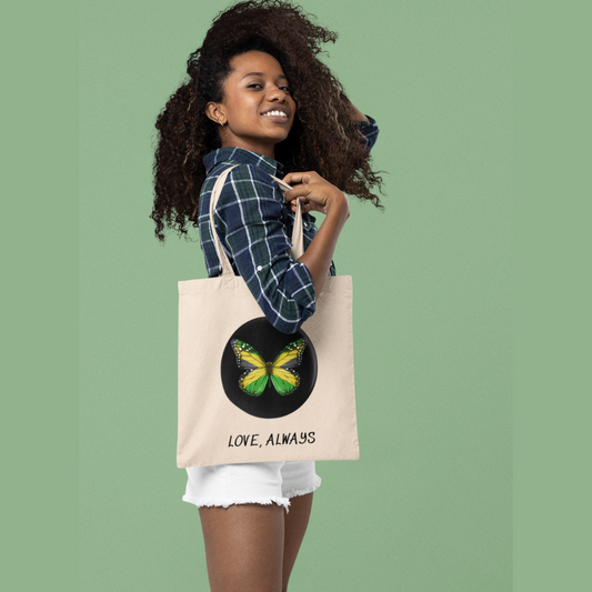 TOTE BAG WITH JAMAICA COLOR MONARCH BUTTERFLY
