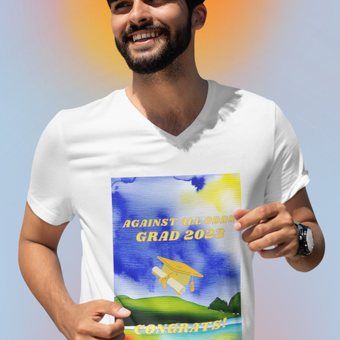 2023 GRADS V NECK UNISEX   T SHIRT GIFT WITH WATER COLOR GRAPHICS