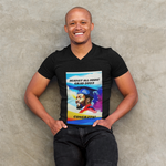 2023 V NECK T SHIRT GIFT FOR  GRADS WITH BLACK MALE IMAGE IN WATER COLOR