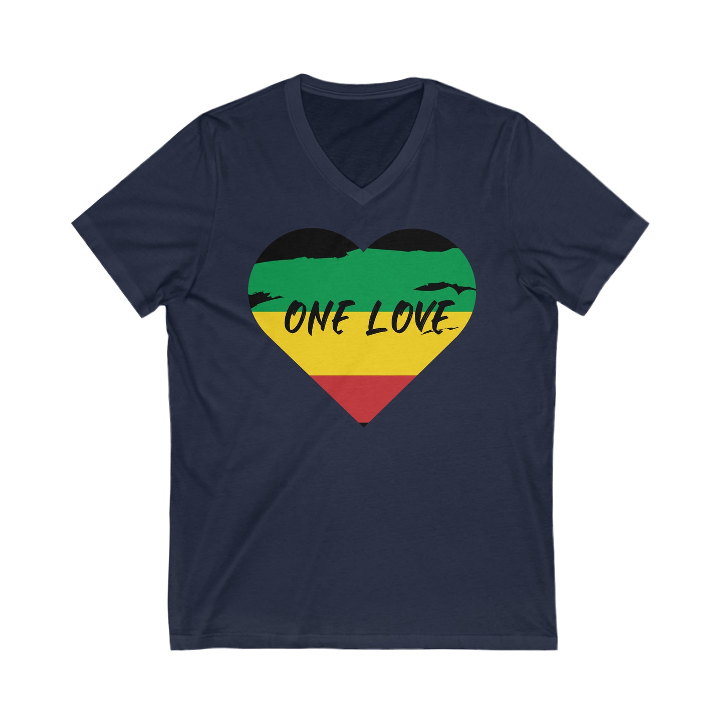ONE LOVE HEART ROOTS V NECK TEE SHIRT