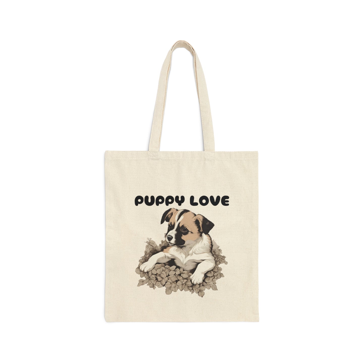 Puppy Love Puppy PIc Design Cotton Canvas Tote Bag