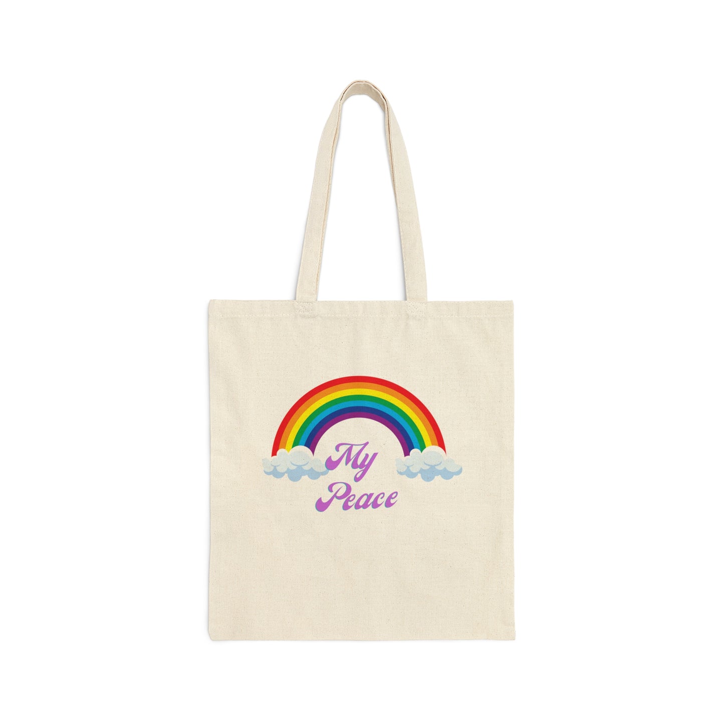 My Peace Rainbow Theme Cotton Canvas Tote Bag