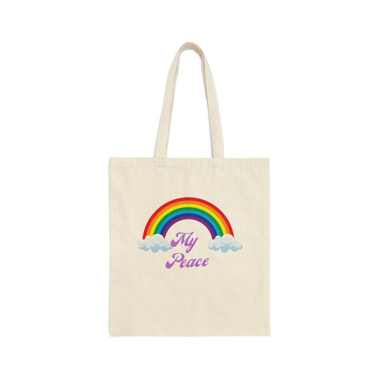 My Peace Rainbow Theme Cotton Canvas Tote Bag