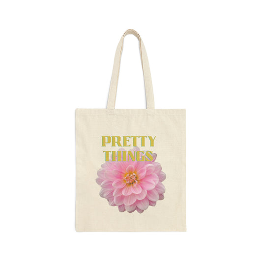 Pink Peony Design Cotton Canvas statement Tote  Bag