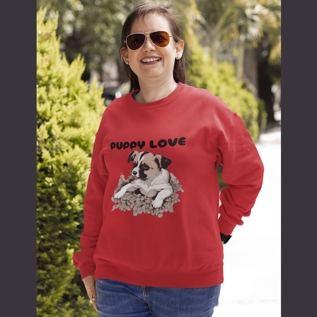Puppy Love Puppy Pic Design Crewneck Sweatshirt