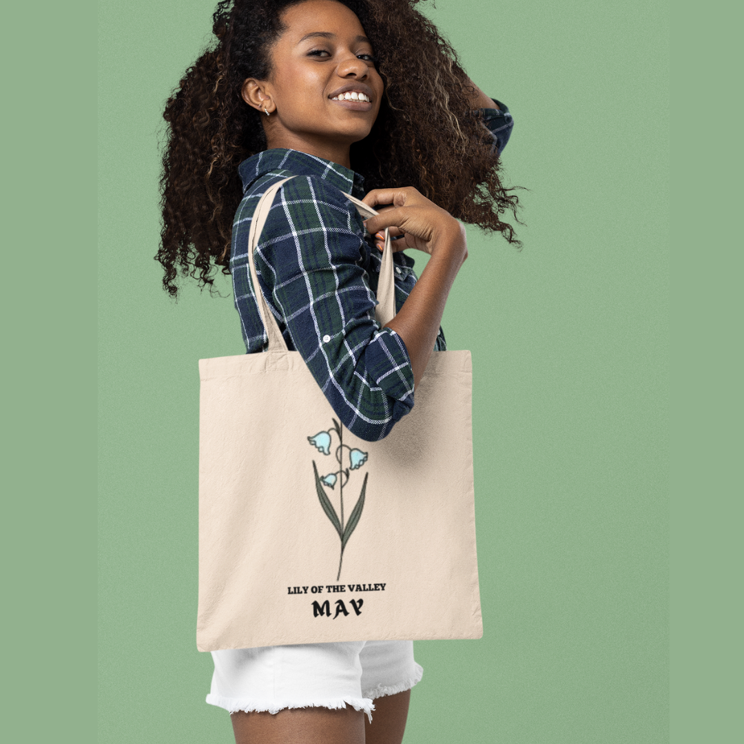 MAY BIRTH MONTH FLOWER TOTE BAG GIFT (LILY OF THE VALLEY)