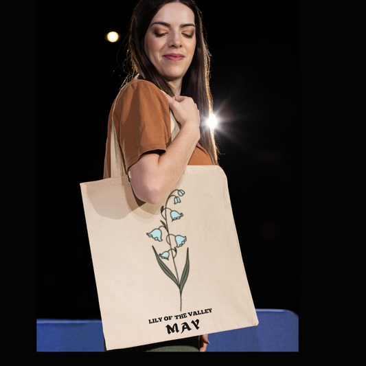 MAY BIRTH MONTH FLOWER TOTE BAG GIFT (LILY OF THE VALLEY)