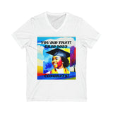 2023 V NECK T SHIRT WITH BLACK FEMALE IN WATER COLOR GRAPHIC