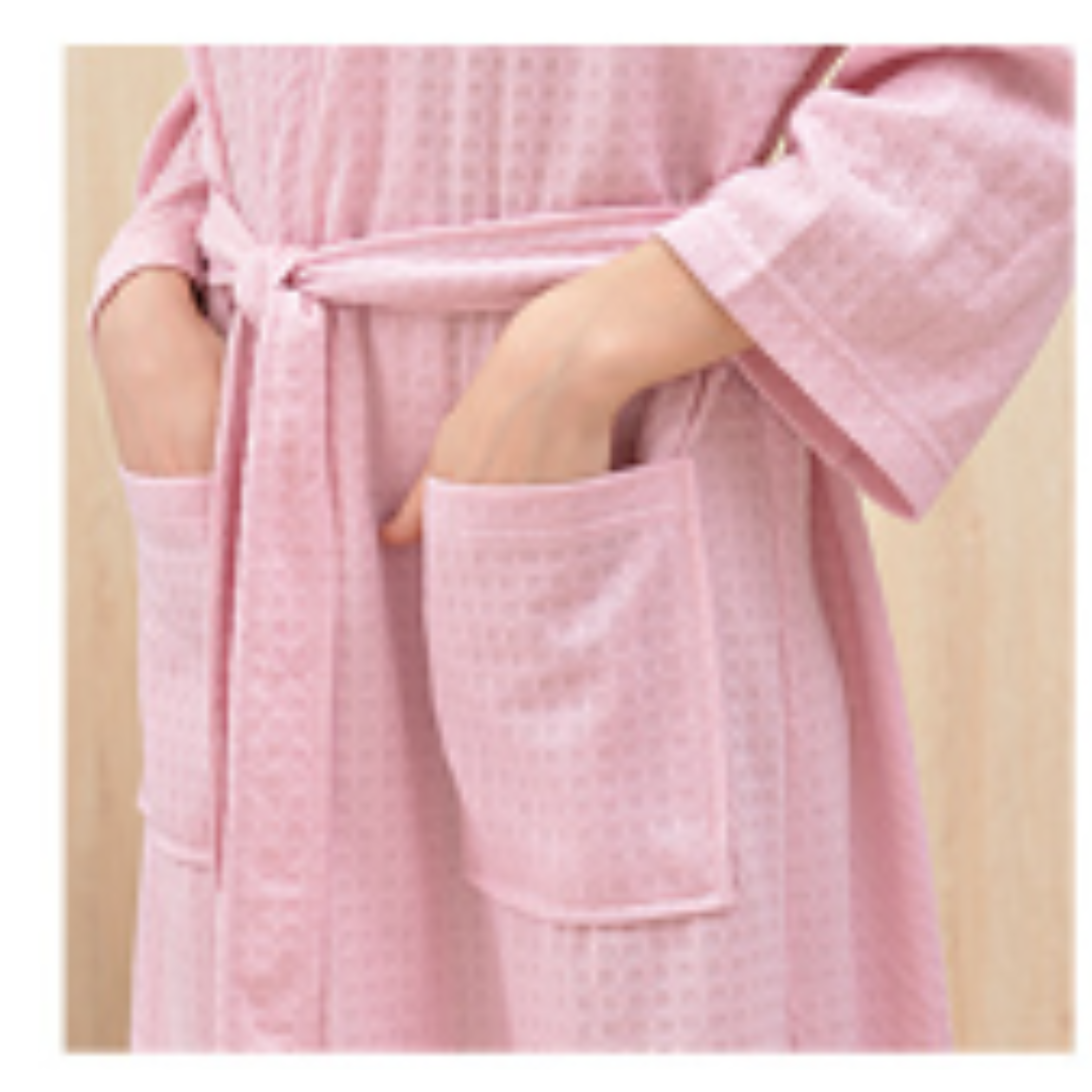 PINK COLOR KNEE LENGTH WAFFLE PATTERN BATH ROBES