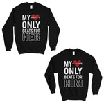 HIS AND HERS BLACK SWEAT SHIRT WITH WHITE FONTS AND RED HEART My Heart Beats For Her/Him Matching Sweatshirt Pullover Cute Gift 