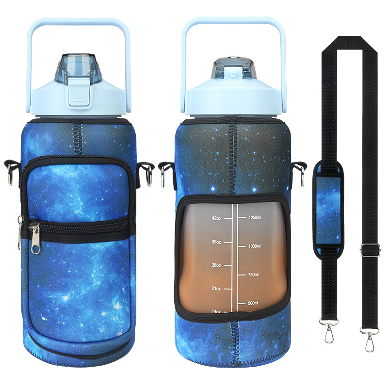 BLUE COLOR 2L WATER BOTTLE WITH PROTECTIVE CASE AND UTILITY SLEEVE,HANDLE AND STRAP