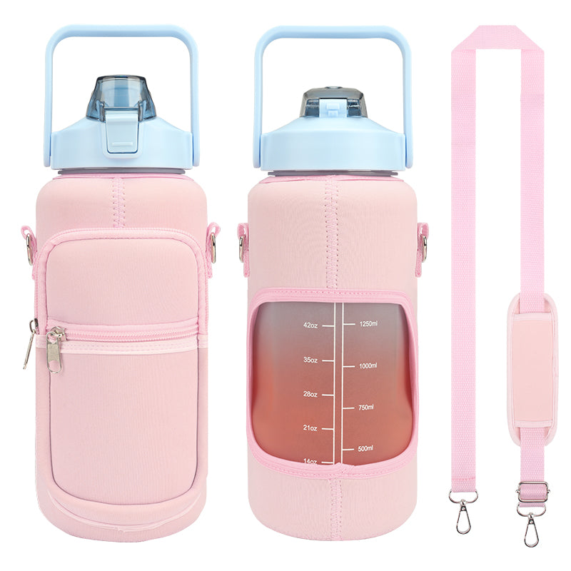 PINK COLOR 2L WATER BOTTLE WITH PROTECTIVE CASE AND UTILITY SLEEVE,HANDLE AND STRAP
