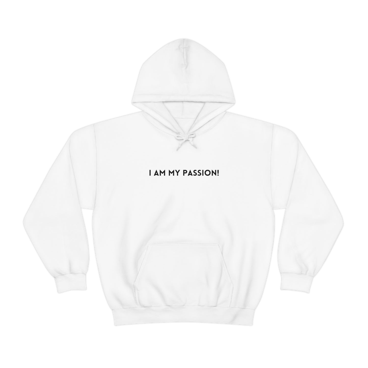 I am my passion unisex hooded sweatshirt gift,  inspirational words hoodie gift, hoodie gift for friends or family( Black Font)
