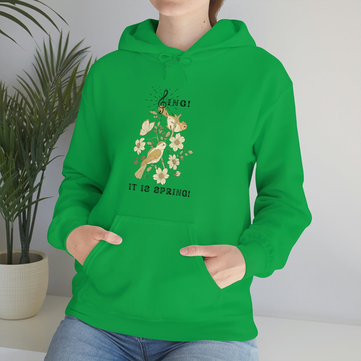 SING IT IS SPRING UNISEX HOODED SWEATSHIRT GIFT WITH  BLACK FONT