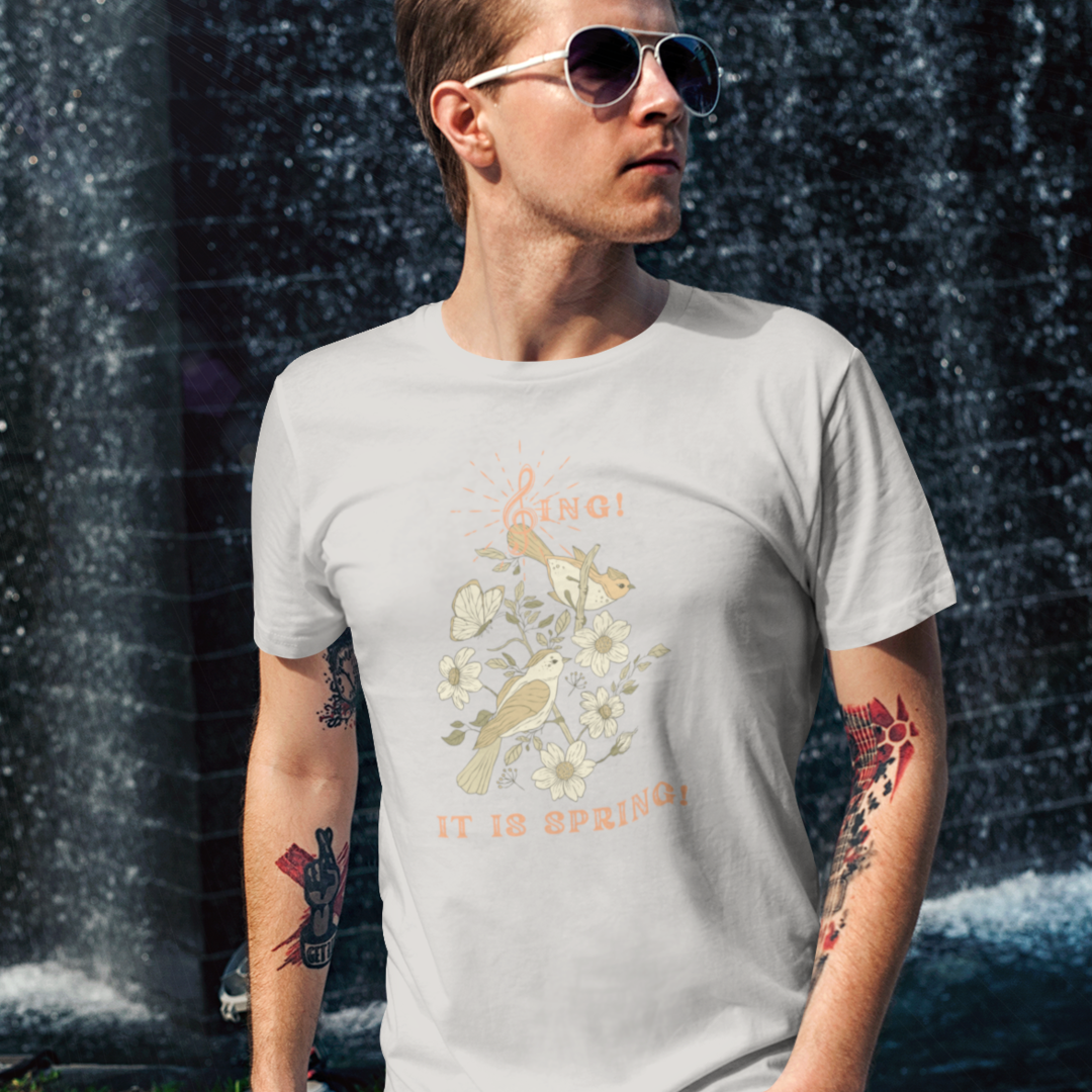 SING THIS SPRING UNISEX  CREW NECK SHORT SLEEVE  T SHIRT GIFT WITH ORANGE FONT
