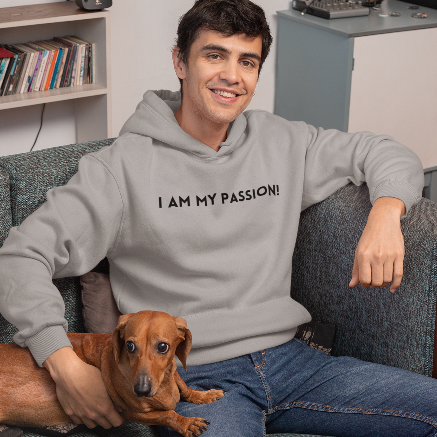 I am my passion unisex hooded sweatshirt gift,  inspirational words hoodie gift, hoodie gift for friends or family( Black Font)