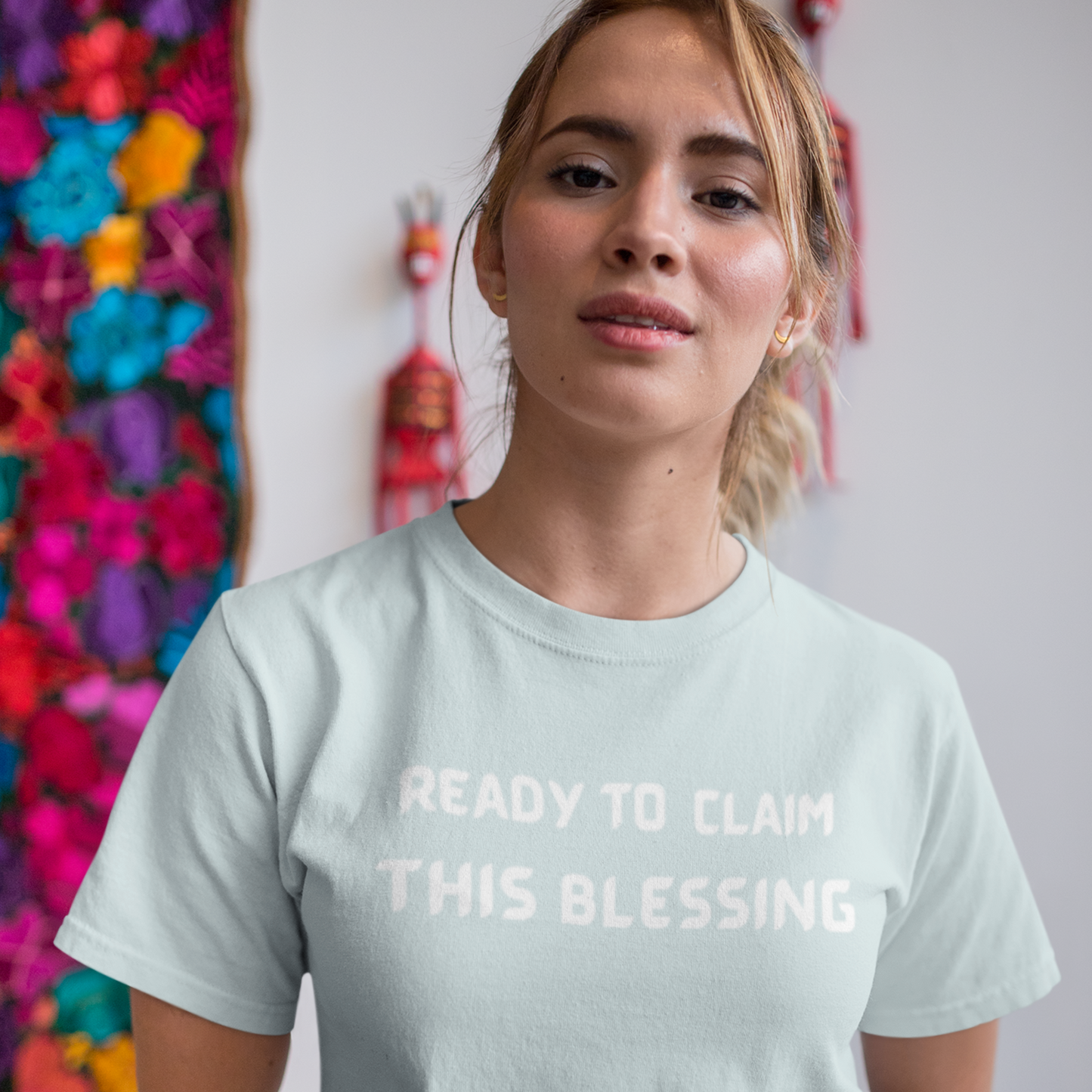 Ready to claim this blessing unisex inspirational words tee shirt T shirt gift expressing gratitude. ( White font)